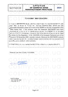 Сертификат качества косметики Skeyndor, страница 2